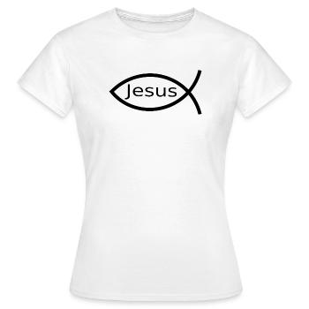 Jesus fish black Ichthys fish fish - Women's T-Shirt - white - Front - AI Model Female 172 dark (172cm)