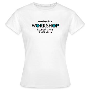 Workshop - Women's T-Shirt - white - Front - AI Model Female 172 dark (172cm)