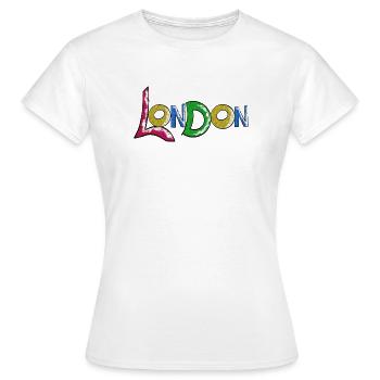 Lettrage londonien vibrant en dégradé - T-shirt Femme - blanc - Devant - AI Model Female 172 dark (172cm)