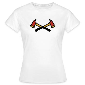 Gekreuzte Feuerwehraexte Logo - Frauen T-Shirt - Weiß - Vorne - AI Model Female 172 dark (172cm)
