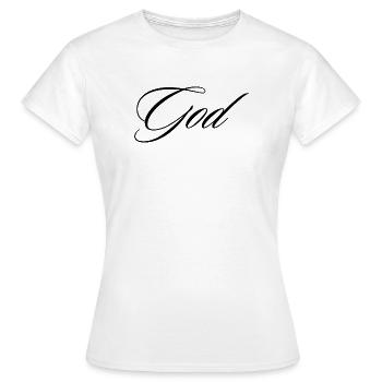 God Cursive Calligraphy Modern Faith Design - Women's T-Shirt - white - Front - AI Model Female 172 dark (172cm)