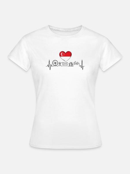 Singapur Skyline Herzschlag Asiatisch - Frauen T-Shirt - Weiß