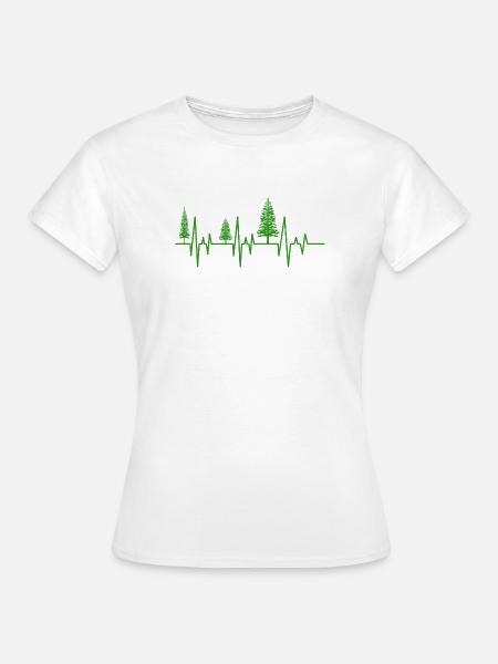Bäume Herzschlag Wald EKG - Frauen T-Shirt - Weiß