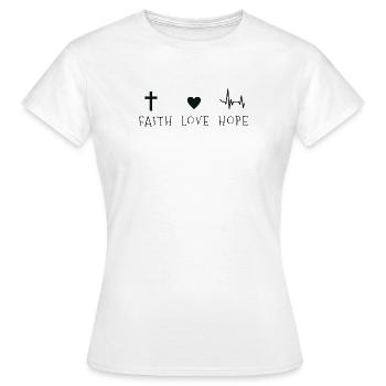 Christlich - Glaube - Liebe - Hoffnung - Frauen T-Shirt - Weiß - Vorne - AI Model Female 172 dark (172cm)