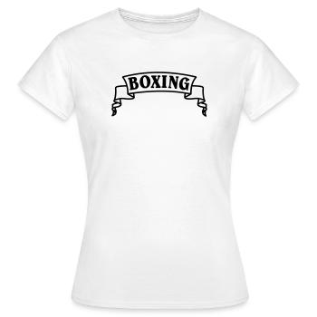 Boxing boxing text in pennant or banner - Women's T-Shirt - white - Front - AI Model Female 172 dark (172cm)