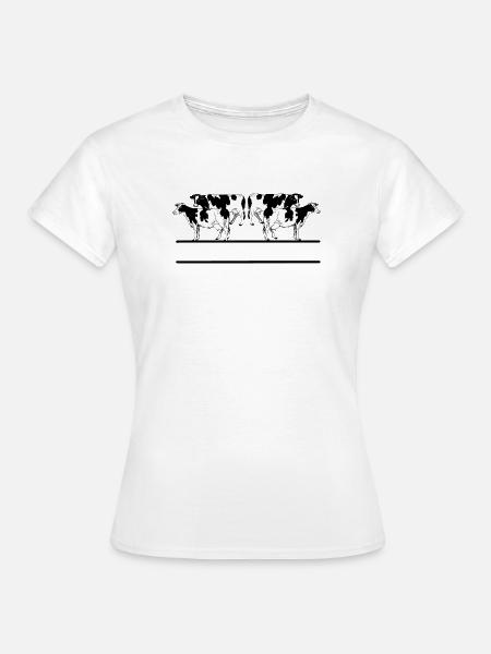 Schwarz-Weiß-Monogramm mit vier Kühen - Frauen T-Shirt - Weiß