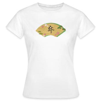 2026 Elegant Japanese Fan Art - Women's T-Shirt - white - Front - AI Model Female 172 dark (172cm)