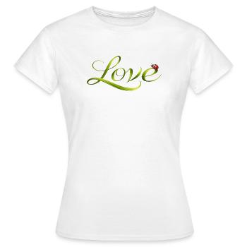 Love Schrift aus Grashalm mit Marienkäfer - Frauen T-Shirt - Weiß - Vorne - AI Model Female 172 dark (172cm)