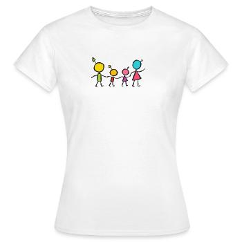 Happy Little Family – Création de bonhomme bâton coloré - T-shirt Femme - blanc - Devant - AI Model Female 172 dark (172cm)