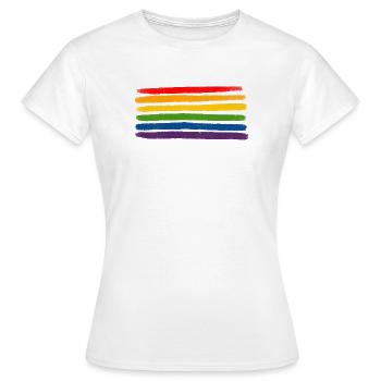 Regenbogenstreifen LGBTQIA+- - Frauen T-Shirt - Weiß - Vorne - AI Model Female 172 dark (172cm)