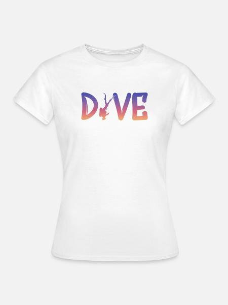 Dive - Diver Silhouette - Frauen T-Shirt - Weiß