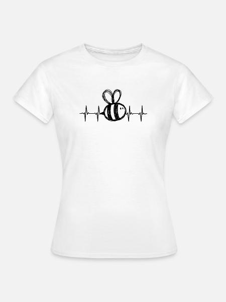 Süße Biene EKG Herzschlag - Frauen T-Shirt - Weiß