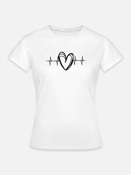 Scribble Herz EKG Herzschlag - Frauen T-Shirt - Weiß