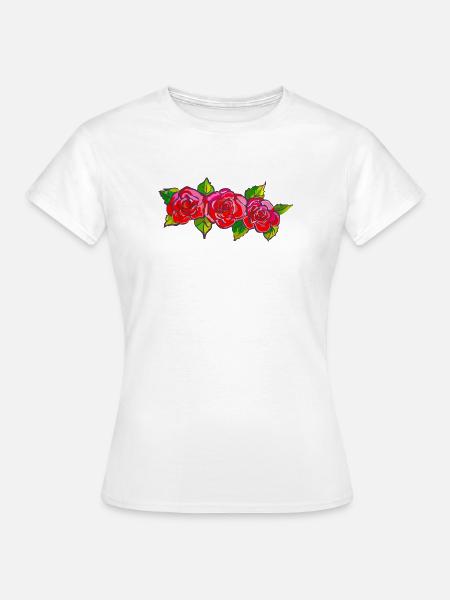 Knallige Rosenfront im Cartoonstil - Frauen T-Shirt - Weiß