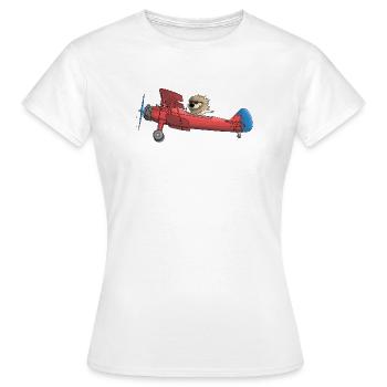 Knuffiger Löwe im Flugzeug - Frauen T-Shirt - Weiß - Vorne - AI Model Female 172 dark (172cm)