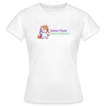 Einhorn freut sich aufs Party machen @ Frauenabend - Frauen T-Shirt - Weiß - Vorne - AI Model Female 172 dark (172cm)