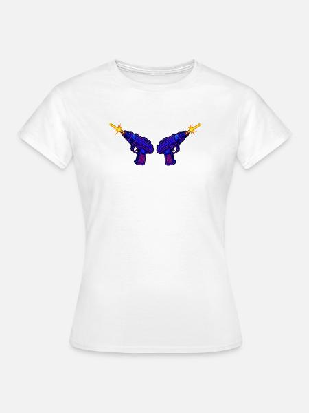 Cyber Pistole Laserkanone - Frauen T-Shirt - Weiß