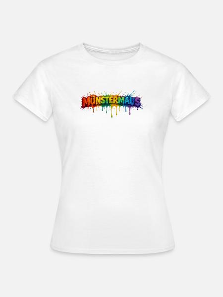 MünsterMaus Farbensplash - Frauen T-Shirt - Weiß