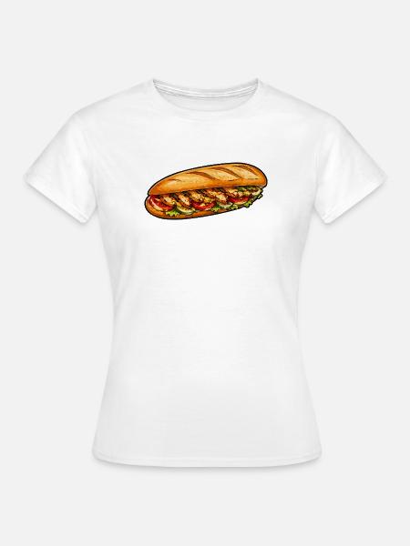 Frisch belegtes Baguette-Sandwich - Frauen T-Shirt - Weiß