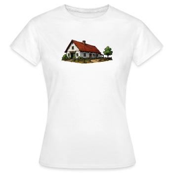 Idyllische Hütte im Landhausstil - Frauen T-Shirt - Weiß - Vorne - AI Model Female 172 dark (172cm)