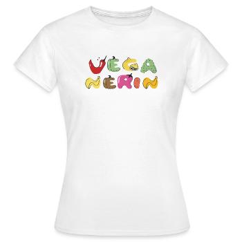Vegan Colorful Vegetable Letters - Women's T-Shirt - white - Front - AI Model Female 172 dark (172cm)