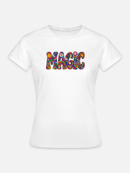 Magischer Psychedelic Schriftzug - Frauen T-Shirt - Weiß