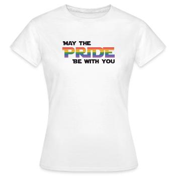 Mois de la fierté LGBT - Que la fierté soit avec vous - T-shirt Femme - blanc - Devant - AI Model Female 172 dark (172cm)