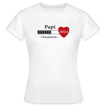 papi - futur papi chargement - T-shirt Femme - blanc - Devant - AI Model Female 172 dark (172cm)