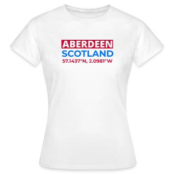 Coordonnées d’Aberdeen Écosse - T-shirt Femme - blanc - Devant - AI Model Female 172 dark (172cm)
