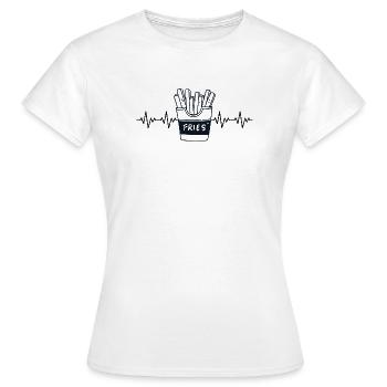 Frites Frites Frites Frites Frites ECG Rythme cardiaque - T-shirt Femme - blanc - Devant - AI Model Female 172 dark (172cm)