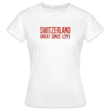 Suisse - Grande depuis 1291 - Schweiz - Schwiiz - T-shirt Femme - blanc - Devant - AI Model Female 172 dark (172cm)