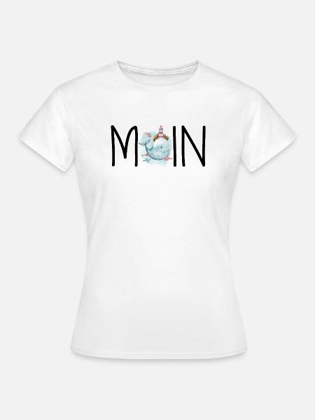 moin Meer Möwen Küste Gruß Wal Spruch Nordsee  - Frauen T-Shirt - Weiß