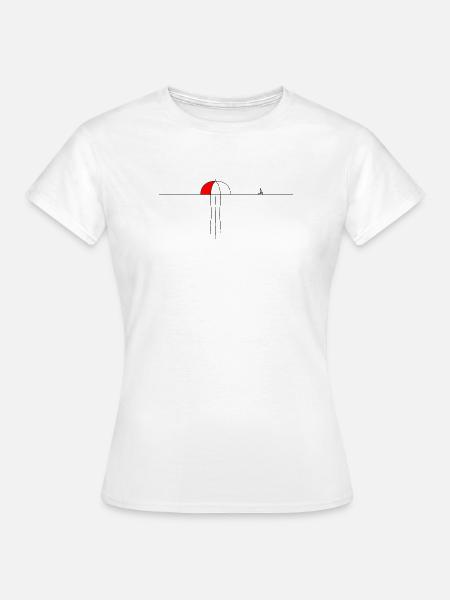 Regenschirm Qualle Minimalismus Lineart Meer - Frauen T-Shirt - Weiß
