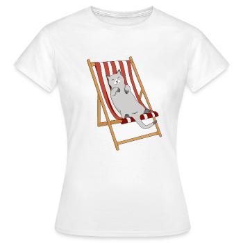 Chat paresseux en transat - T-shirt Femme - blanc - Devant - AI Model Female 172 dark (172cm)