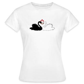 Cygne noir et cygne blanc avec des cœurs - T-shirt Femme - blanc - Devant - AI Model Female 172 dark (172cm)