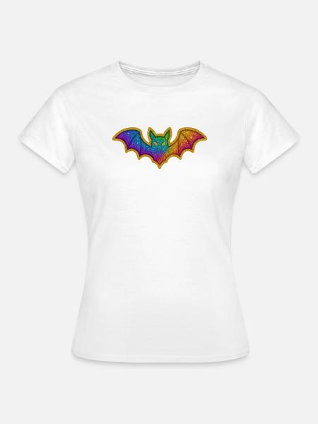 Regenbogen Glitzer Fledermaus - Frauen T-Shirt - Weiß