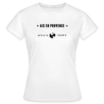 Aix En Provence Coordonnées Globe - T-shirt Femme - blanc - Devant - AI Model Female 172 dark (172cm)
