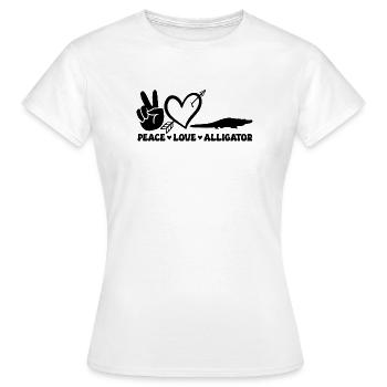 Peace Love Alligator – Funny Reptile Design - Women's T-Shirt - white - Front - AI Model Female 172 dark (172cm)