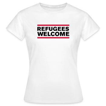 politik refugees welcome - Frauen T-Shirt - Weiß - Vorne - AI Model Female 172 dark (172cm)