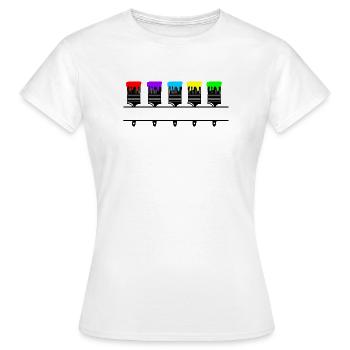 Coloured paintbrushes with blank recess - Women's T-Shirt - white - Front - AI Model Female 172 dark (172cm)