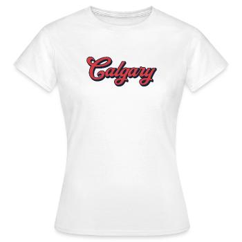 Calgary Schriftzug Kanada – Retro Typografie - Frauen T-Shirt - Weiß - Vorne - AI Model Female 172 dark (172cm)