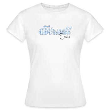 Dirndl Schrift Bayern Muster - Frauen T-Shirt - Weiß - Vorne - AI Model Female 172 dark (172cm)