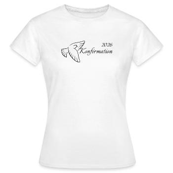 Konfirmation 2026 Dreifaltigkeit fliegende Taube - Frauen T-Shirt - Weiß - Vorne - AI Model Female 172 dark (172cm)