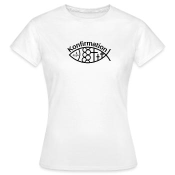 Confirmation 2026 Fish with 3 Crosses Symbol - Women's T-Shirt - white - Front - AI Model Female 172 dark (172cm)