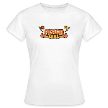 Peach Girl – Rétro Pun Pun Vibes - T-shirt Femme - blanc - Devant - AI Model Female 172 dark (172cm)