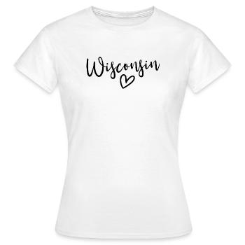 Wisconsin Heart Women’s Love Wisconsin - T-shirt Femme - blanc - Devant - AI Model Female 172 dark (172cm)