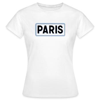 Paris in Linear Blue Silhouette - Women's T-Shirt - white - Front - AI Model Female 172 dark (172cm)