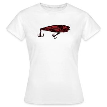 Angelköder Wobbler Raubfisch - Frauen T-Shirt - Weiß - Vorne - AI Model Female 172 dark (172cm)