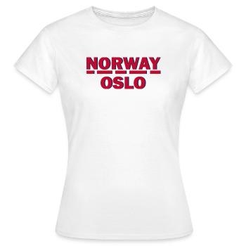 Emblème rétro d’Oslo en Norvège - T-shirt Femme - blanc - Devant - AI Model Female 172 dark (172cm)
