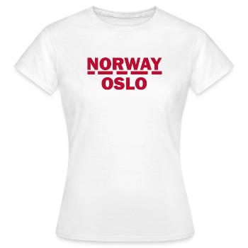 Insigne typographique rouge d’Oslo - T-shirt Femme - blanc - Devant - AI Model Female 172 dark (172cm)